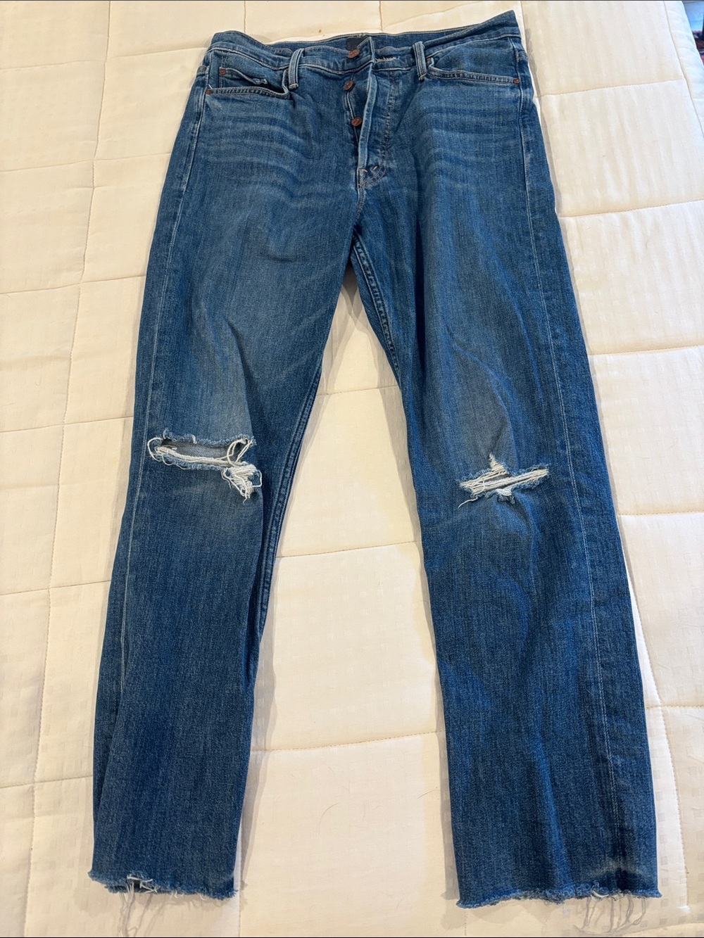 Mother Distressed Blue Denim Jeans